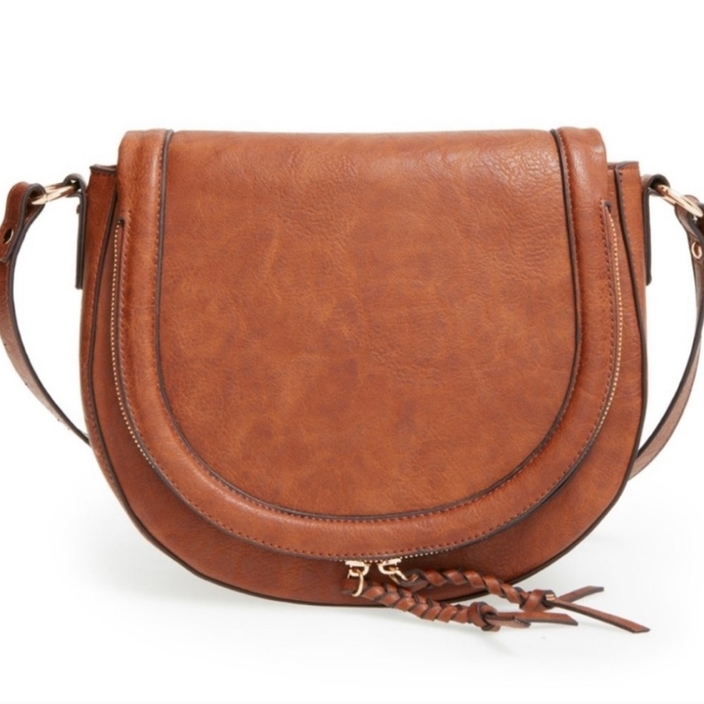 Sole Society Brown Crossbody Bag with Braided Detail